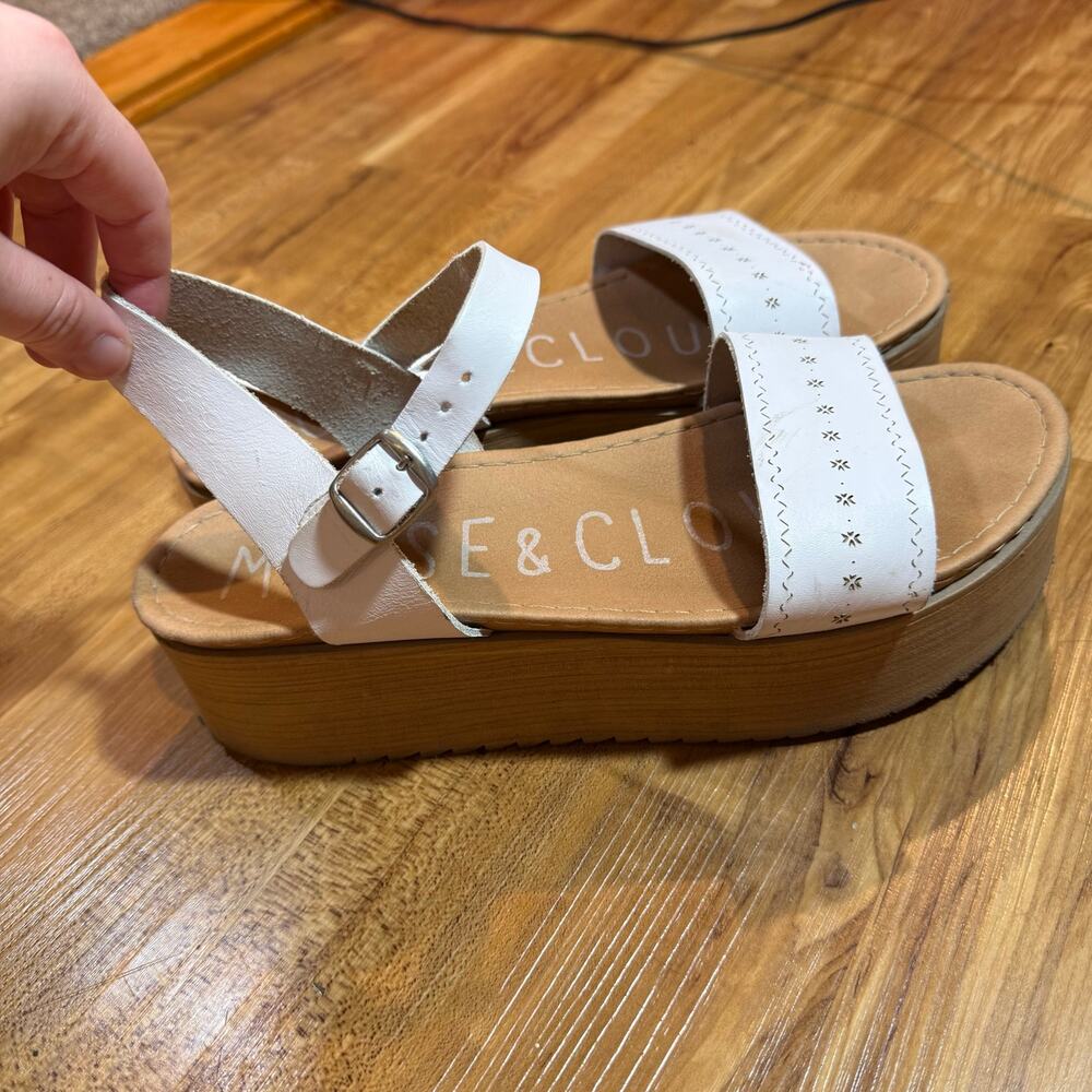 Musse and Cloud White Leather Boho Platform Wedge Sandals Anthropologie 41 US 10